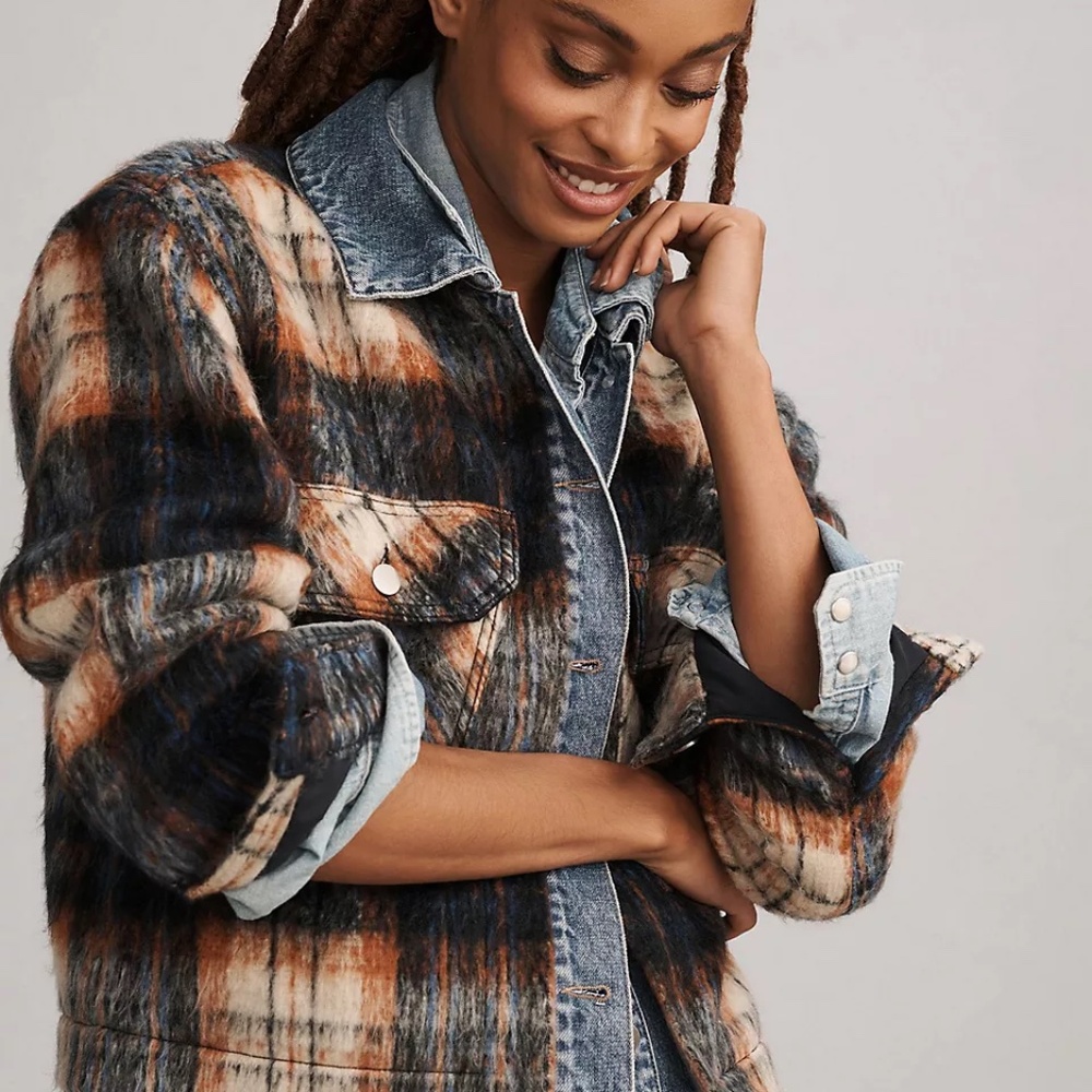 Anthropologie Pilcro Plaid Denim Jacket XS